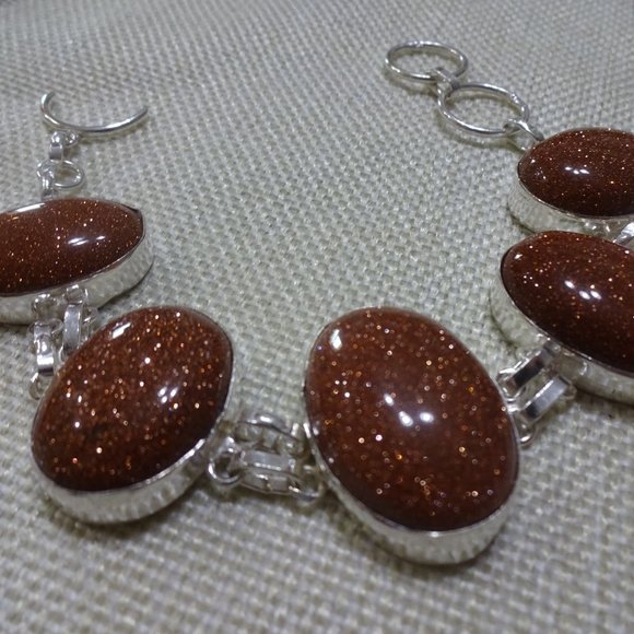 Sparkling "GOLD SUNSTONE" Handmade Sterling Bracelet 7.5" #819A - Picture 3 of 3